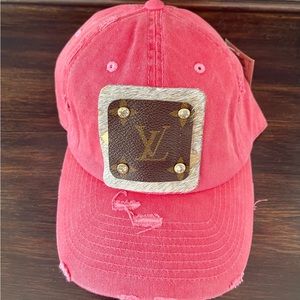 Upcycled Luxury Brand Distressed Pigment Hot Pink Baseball Hat